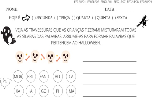 atividade dia das bruxas-halloween formando palavras e frases